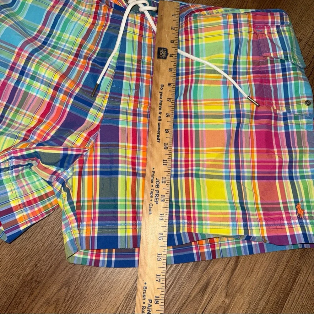 Polo Ralph Lauren VINTAGE Plaid Lined Swim Trunks Men's Size 40 Pocket